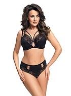 Romantic big cup bra, lace inlays, straps, D to M-cup